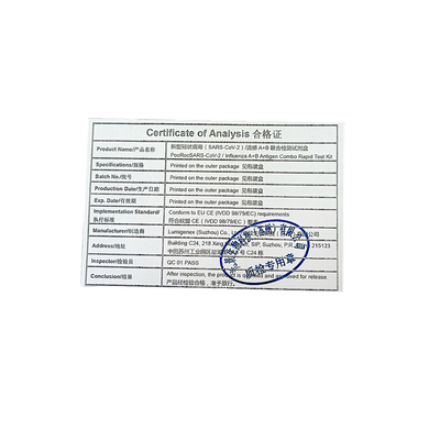 COVID19 Influenza A B Rapid Test Kit Κολλοειδές χρυσό Ρινικό μάκτρο CE ISO